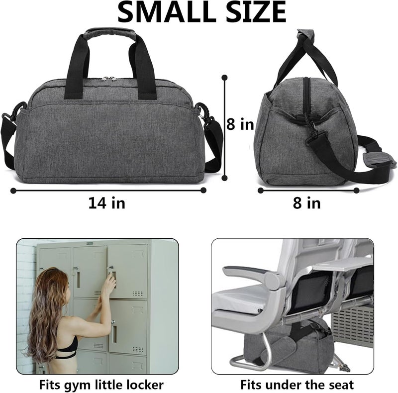 Ineetatu 14 inch Small Gym Bag for Women & Men, Mini Duffel Bag for Travel Sports Lightweight Carry On Bag, Grey - Image 3